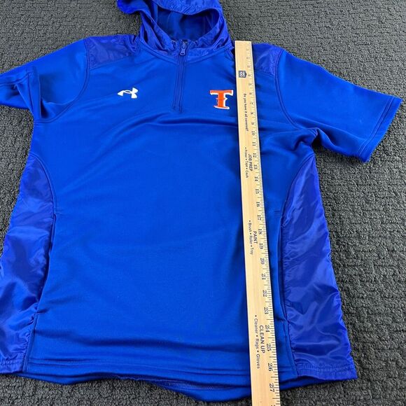 Under Armour Hoodie Mens Medium Short Sleeve Blue 1/4 Zip Pullover Sweatshirt‎ - Picture 7 of 10
